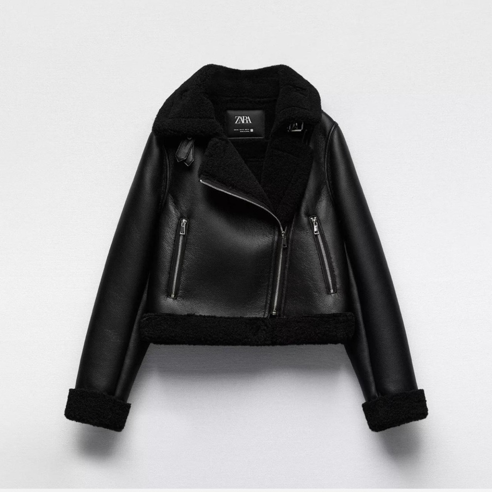 ZARA DOUBLE FACED FAUX LEATHER JACKET